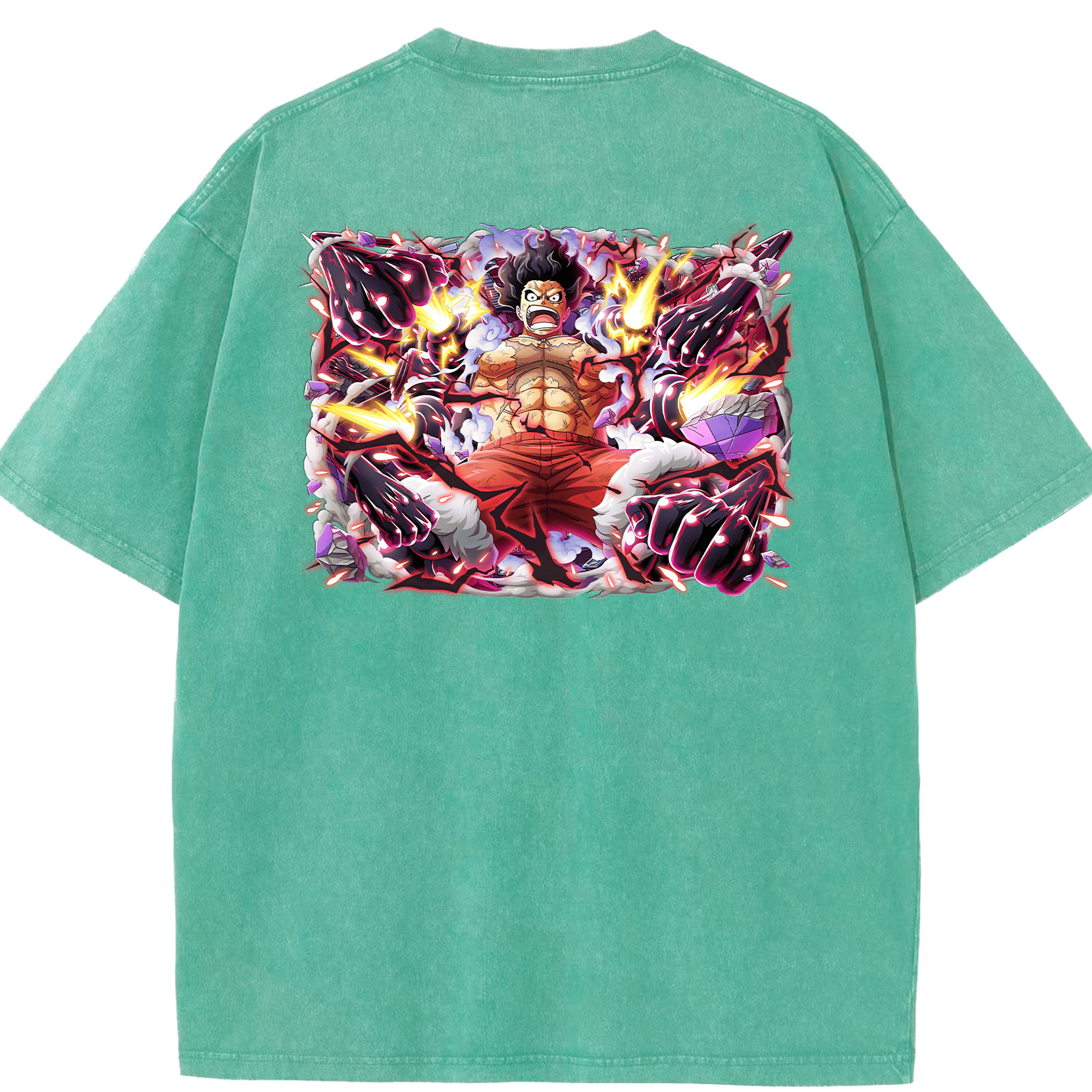 ワンピース モンキー・D・ルフィ ONE PIECE Monkey D. Luffy 綿100% ヴィンテージ風 半袖Tシャツ（背面プリント）